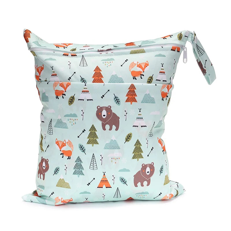 [Sigzagor] Wet Dry Bag With Two Zippered Baby Diaper Nappy Waterproof Reusable Washable Viralgem Store