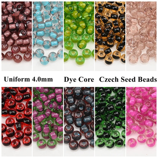 4.0mm Czech Glass Seed Beads Dye Core Small Glass Beads for DIY Making Jewelry Craft Bracelets Necklaces Earrings