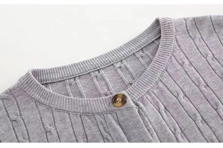 Women's Autumn And Winter Wool Sweater Version Loose Lazy Wind Short Girl Vintage Twist Button Sweater New Blouseo Female Tops