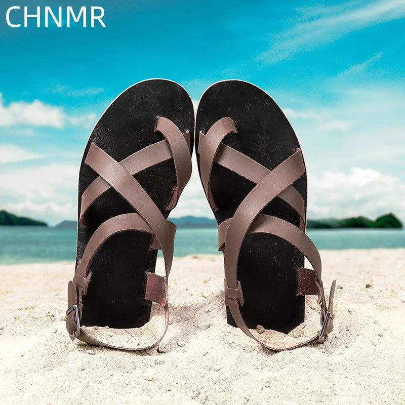 Summer Beach Sandals Men's European and American Wear-Resistant Fashion Outdoor Breathable Thick-soled Casual Shoes Indoor Rome