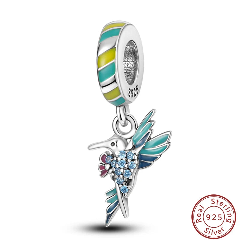 100% 925 Silver Parrot Hummingbird Owl Birds Fashion Design Charms Beads 3mm DIY Fine Jewelry Gifts Making Viralgem Store