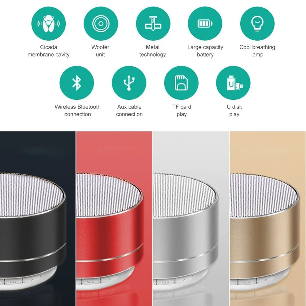 A10 Wireless Bluetooth Speakers Outdoor Subwoofer Mini Portable Speaker Music Aluminum Alloy TF SD Card Radio Sound Voice Box