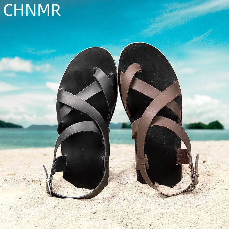 Summer Beach Sandals Men's European and American Wear-Resistant Fashion Outdoor Breathable Thick-soled Casual Shoes Indoor Rome