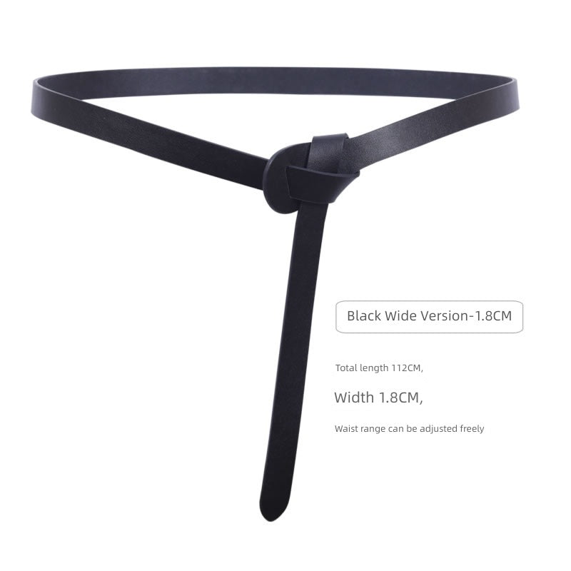 Women's Woolen Sweater Accessories Leather Coffee Color Lengthened Belt