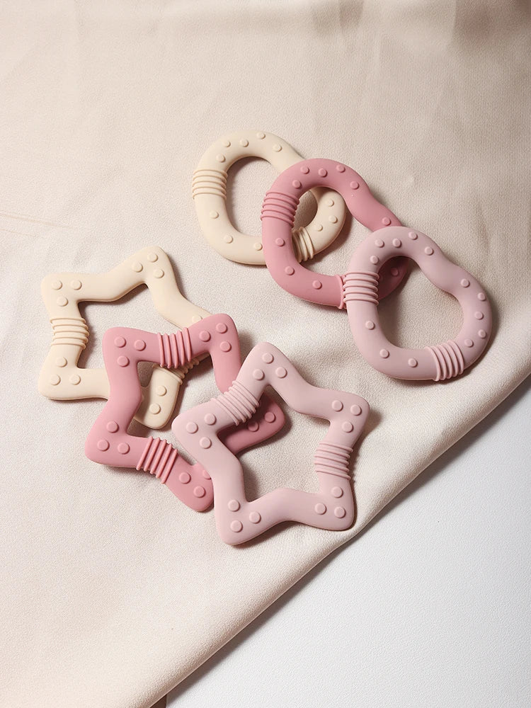 2024 new star silicone teether Food Grade heart baby Teething toy