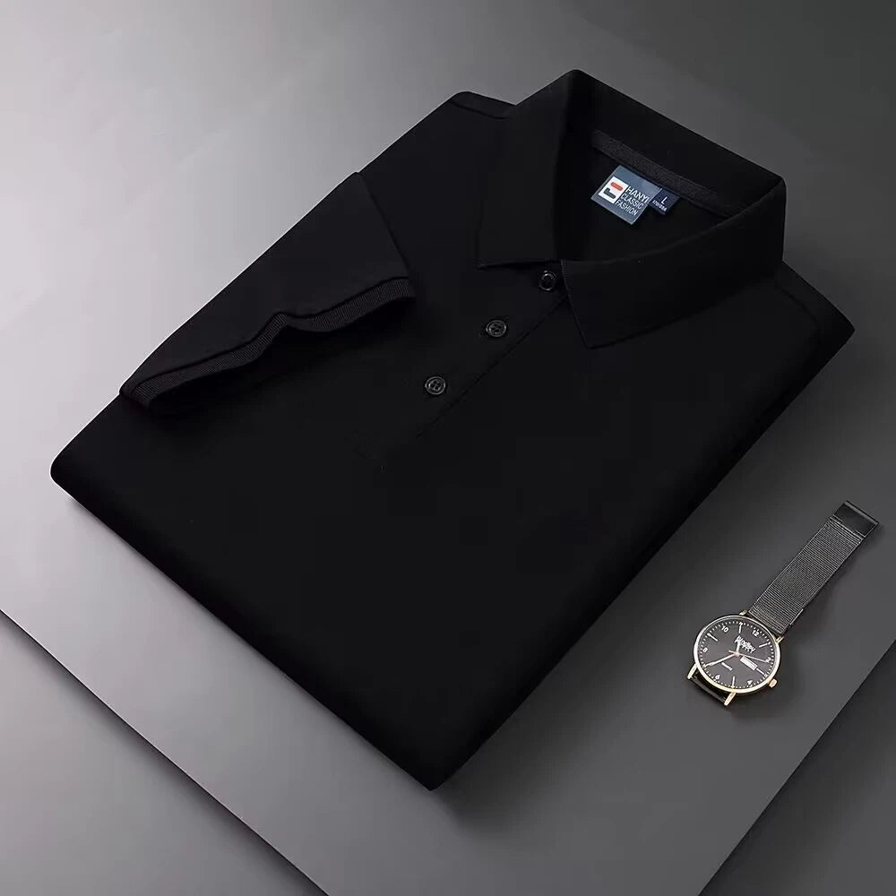 2025 Summer New Men's Short sleeved Solid Color Polo Shirt Breathable and Comfortable Elastic Top Casual Business New Style Viralgem Store