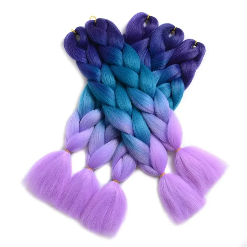 24inch Synthetic Long Braiding Hair Pre Strethced Colorful Ombre Brown Blonde Crochet Jumbo Braids Hair Extensions For Women