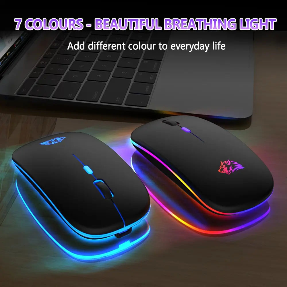 Wireless Mouse Bluetooth and 2.4GHz Dual Modes Rechargeable RGB Ergonomic Silent Click for PC iPad Laptop Cell Phone TV Viralgem Store