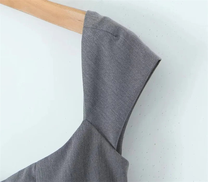 Women Square Neck Rowena Grey Lace Back Corset