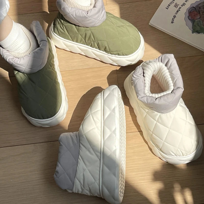 Winter Soft Women's Snow Boots Warm Snow Boots Thick Sole Bare Boots Mesh Red Couples Warm and Comfortable Winter Shoes Snow