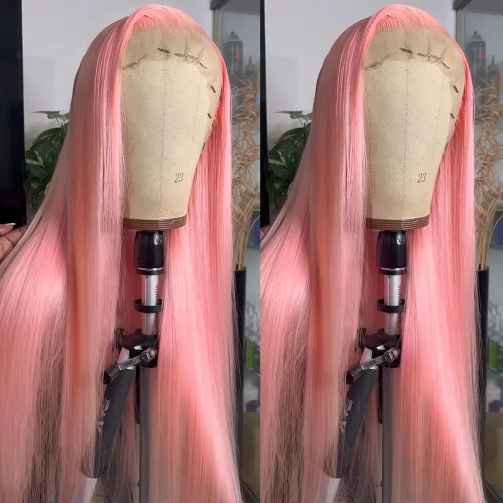 13x6 Pink Straight Human Hair Wigs 30 Inch HD Transparent Lace Frontal Human Hair Wig 13x4 Colored Lace Front Remy Wig For Wome Viralgem Store
