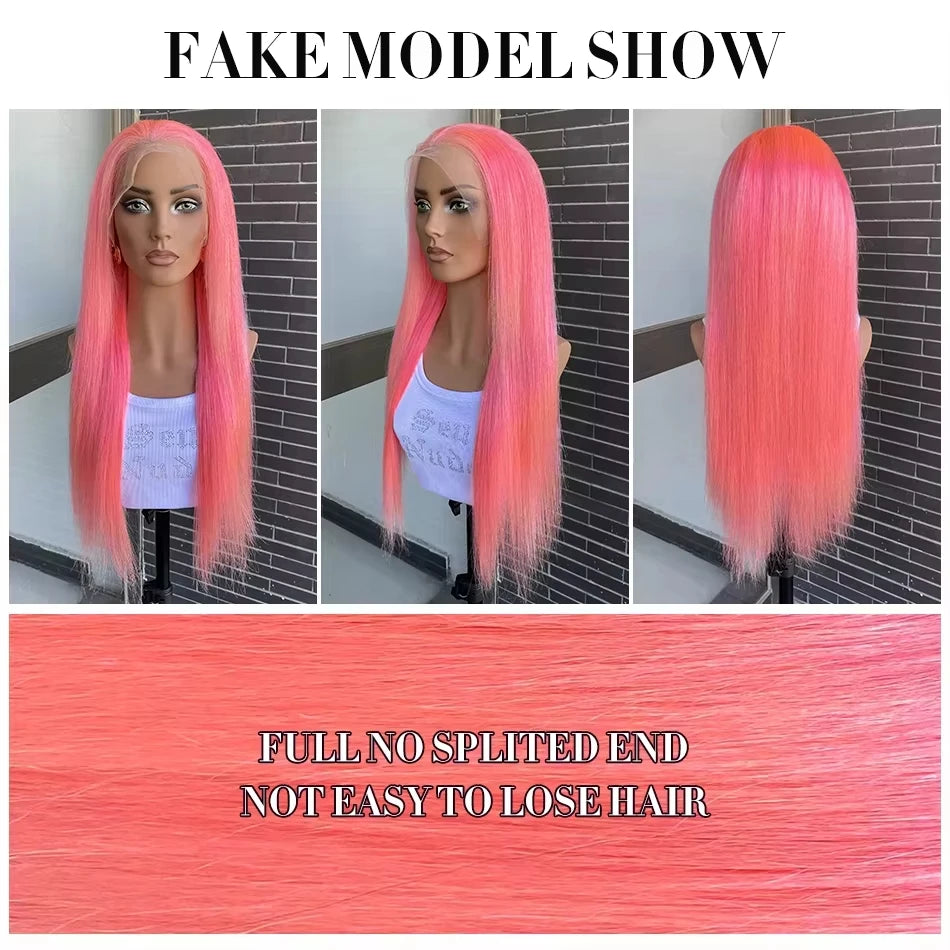 13x6 Pink Straight Human Hair Wigs 30 Inch HD Transparent Lace Frontal Human Hair Wig 13x4 Colored Lace Front Remy Wig For Wome Viralgem Store