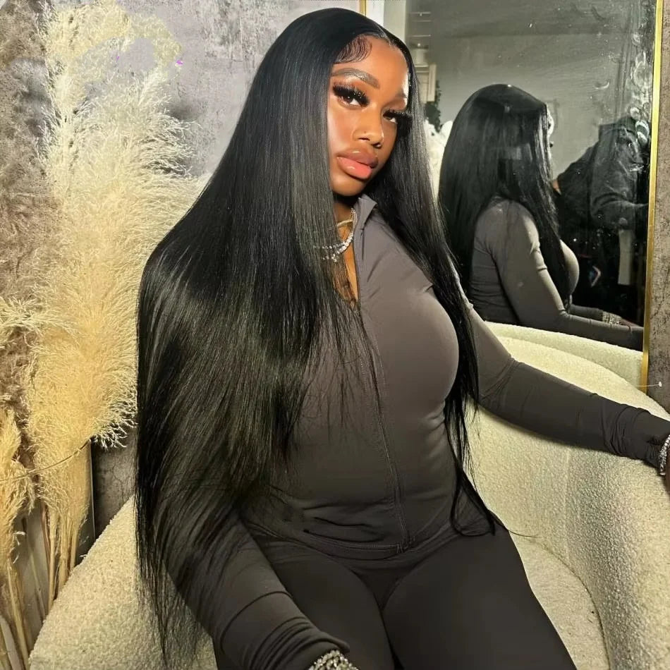 210 Density 38 40 Inch 13x4 13x6 HD Transparent Bone Straight lace front human hair wig Brazilian Human Hair Wigs For Women Viralgem Store