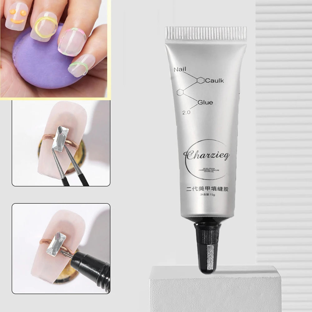 Strong Adhesive Nail Glue For Press On False Nail Tips Acrylic Fake Nails Long-lasting Transparent Nail Rhinestone Glue