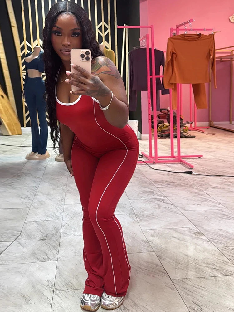 Weird Puss Sporty Women Jumpsuits Fitness Casual Summer O-neck Sleeveless Skinny Overalls Female Active Workou Overall Viralgem Store