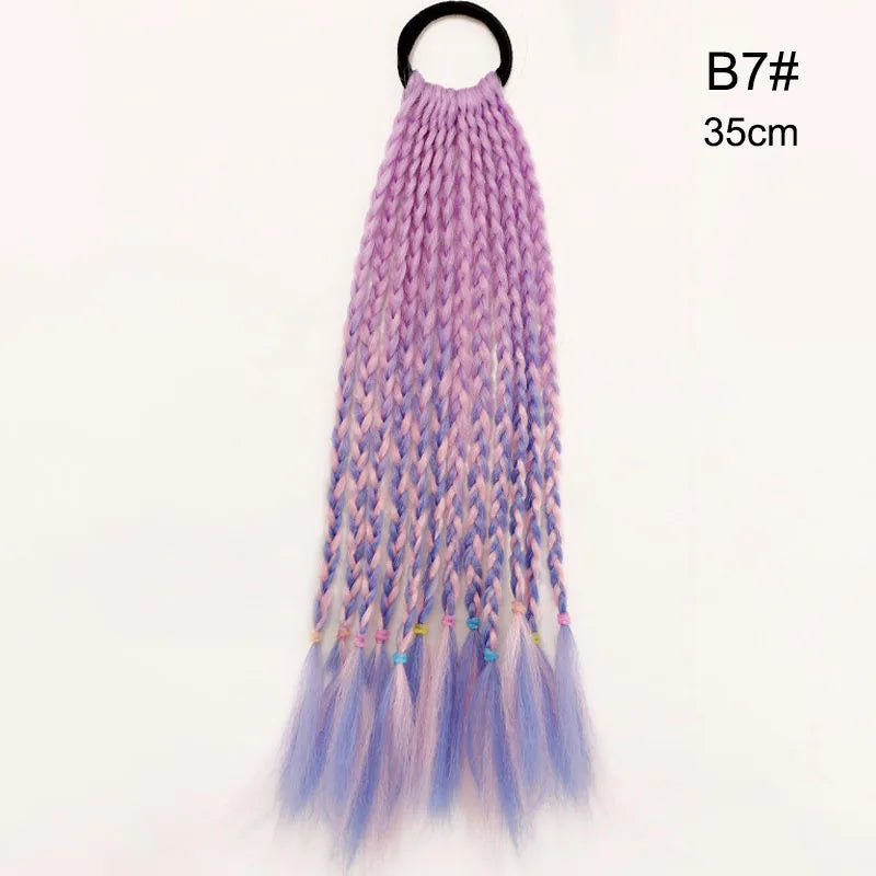 35cm Girl Thicker Wig Ponytail Hair Ropes Kids Twist Braid Rope Headdress Hair Braider Elastic Hair Band Rubber Hair Accessories Viralgem Store