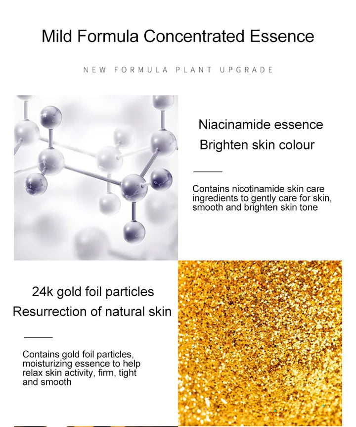 24K Gold Facail Essence Oil Hyaluronic Acid Moisturizer Serum Brightening Day Creams Anti Aging Skin Care 30/100ML