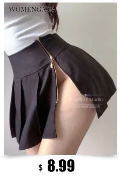 WOMENGAGA Leather Matte Slim Mini Sexy Fashion PU Hot Short High Waist Skirt Korean Nightclub Streetwear Wholesale Clothes 7ST Viralgem Store