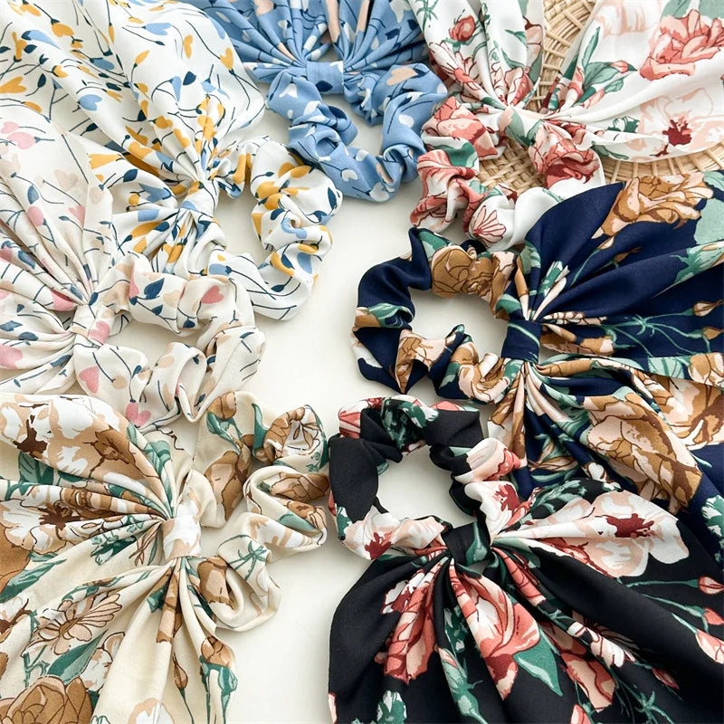 2024 New Trendy Flower Hair Ribbon For Women Korea Elastic Girls Scrunchies Hair Ties Hair Accessories Viralgem Store