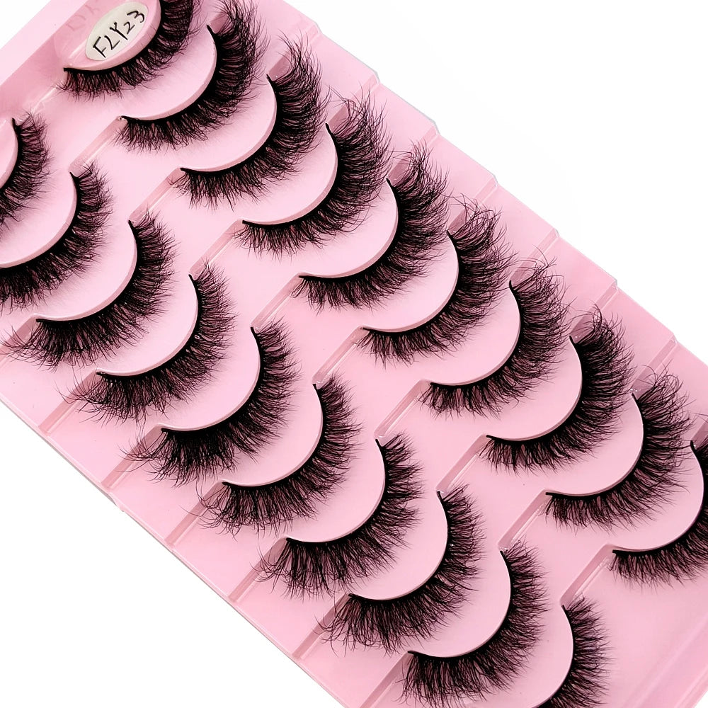 10 Pairs Faux Mink Eyelashes Handmade False Eyelashes Natural Nude Makeup Simulation Cross Messy Eye 3D Curly Eyelashes Freshlook Styles