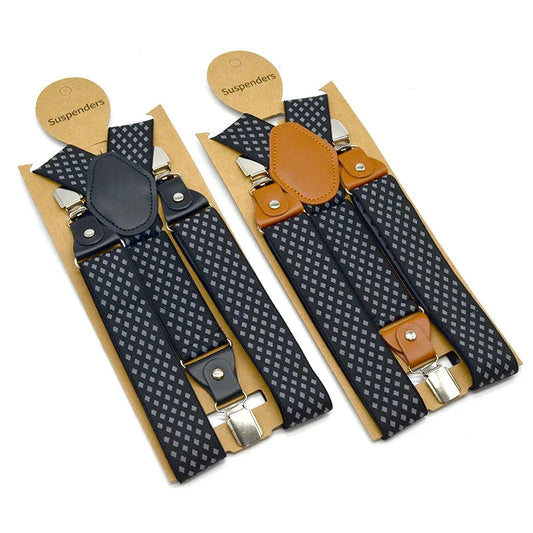 Adult Suspenders 3.5cm 3 Clips Y-Type British Retro Men's Checkered Elastic braces  Clips Adjustable Wedding Party Accessories Viralgem Store