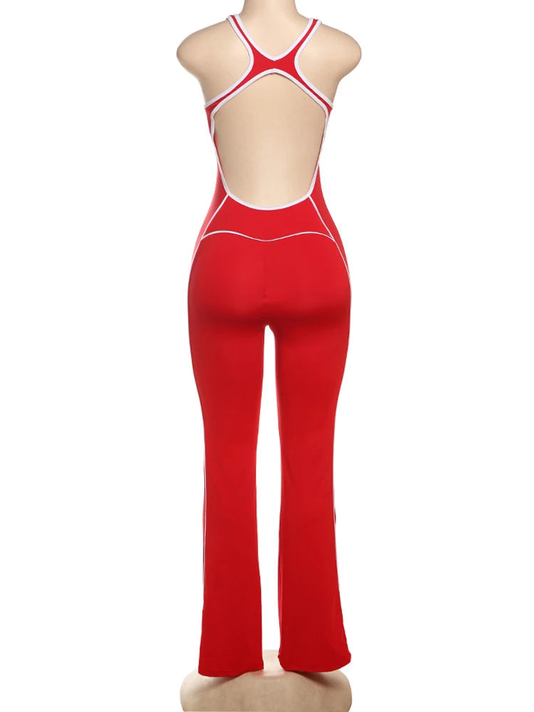 Weird Puss Sporty Women Jumpsuits Fitness Casual Summer O-neck Sleeveless Skinny Overalls Female Active Workou Overall Viralgem Store