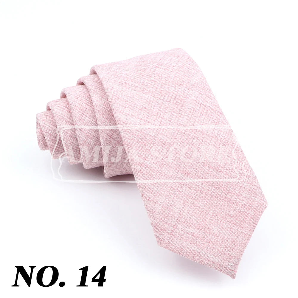 Wed Cotton Tie Solid Color Necktie For Man Woman Blue Pink Yellow Skinny Slim Ties Fashion Wedding Party Gifts Men Accessories