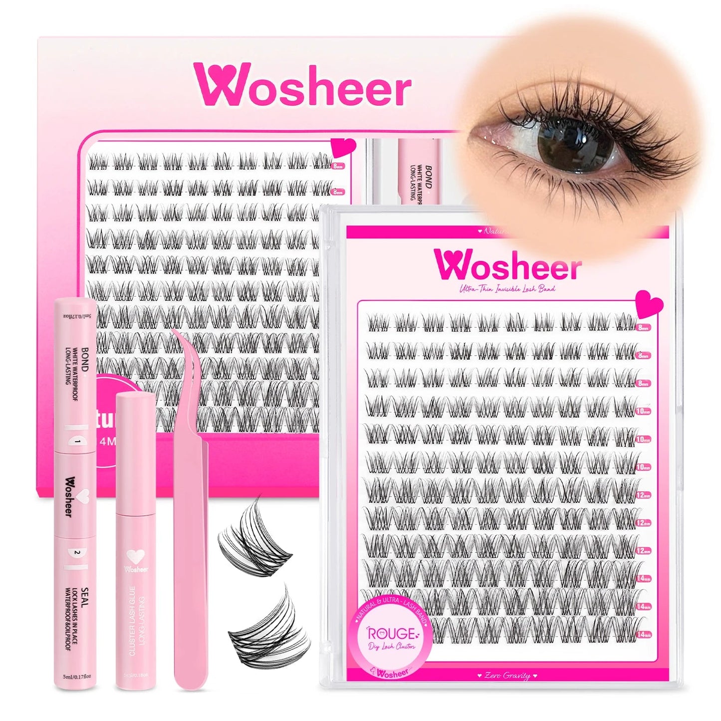 WOSHEER Fluffy Lash Clusters Kit 100D Thick Eyelash Clusters Wispy Individual Lashes 8-18mm Cluster Eyelash Extension Viralgem Store