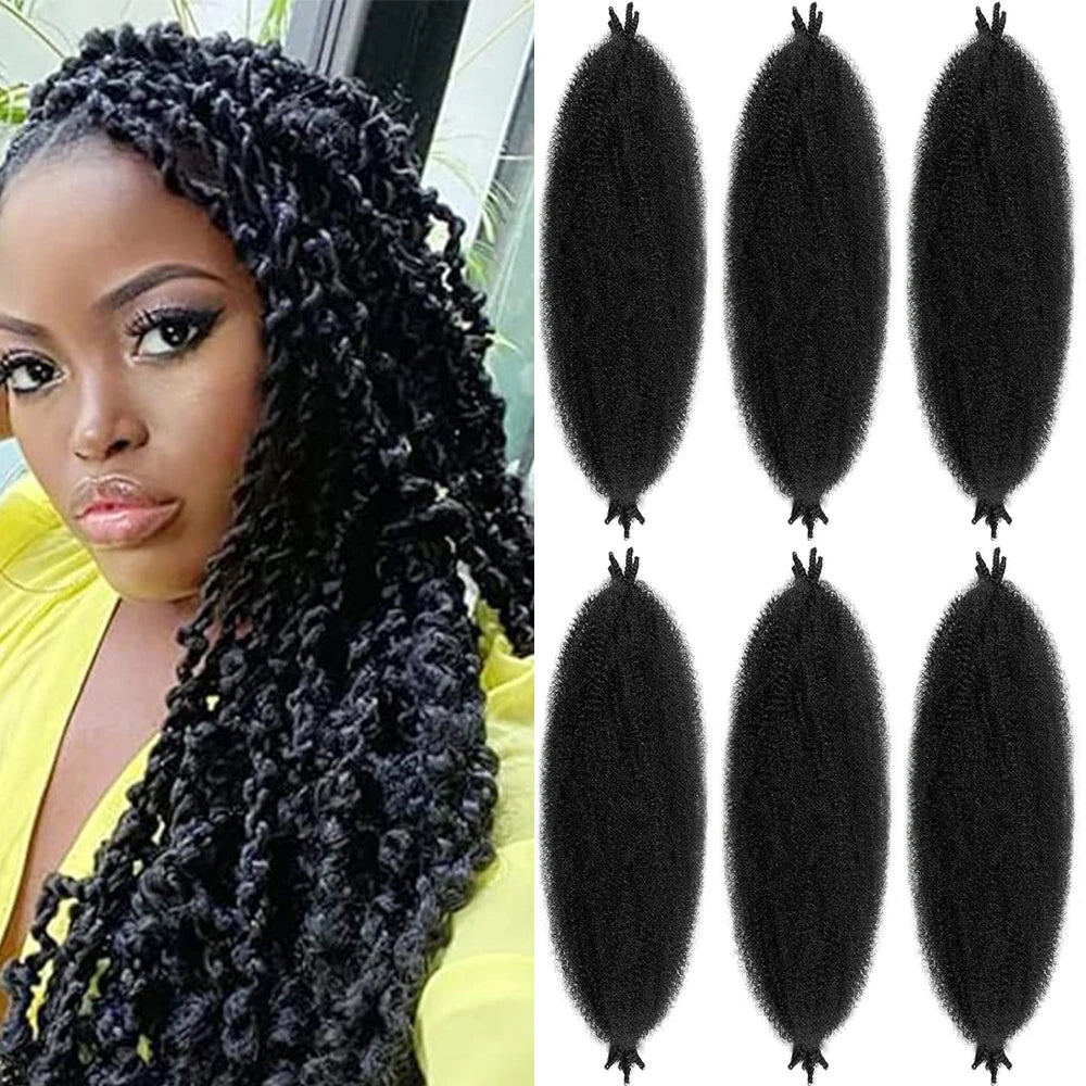 Springy Afro Twist Hair 24 Inch Synthetic Hair Extension,  Pre-Separated Marley twist Braiding Hair for Faux Locs Crochet Hair