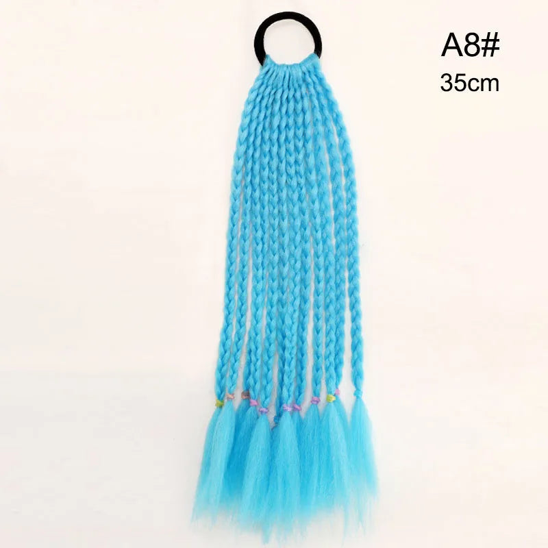 35cm Girl Thicker Wig Ponytail Hair Ropes Kids Twist Braid Rope Headdress Hair Braider Elastic Hair Band Rubber Hair Accessories Viralgem Store