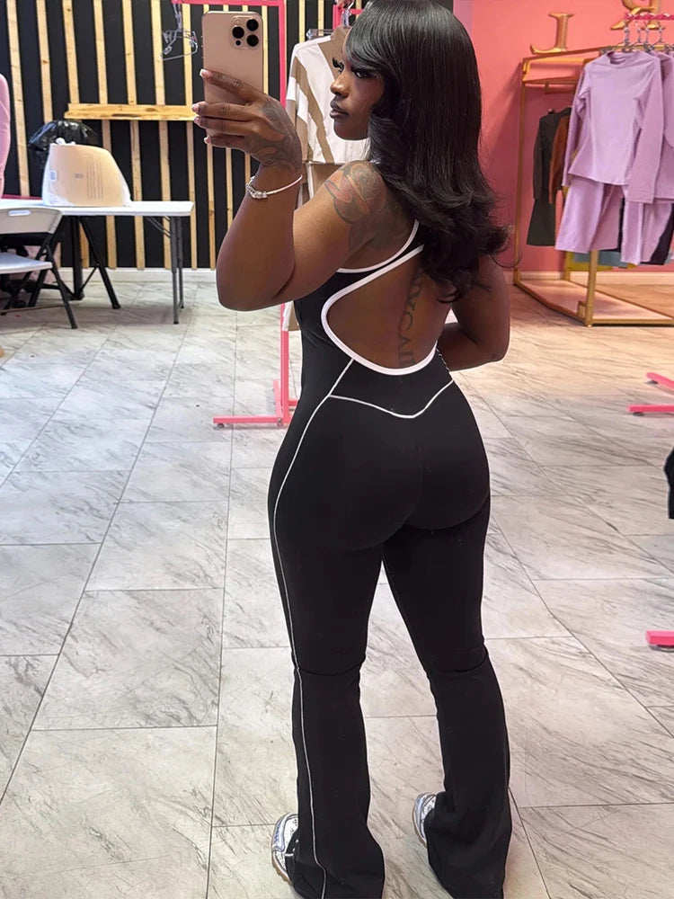 Weird Puss Sporty Women Jumpsuits Fitness Casual Summer O-neck Sleeveless Skinny Overalls Female Active Workou Overall Viralgem Store