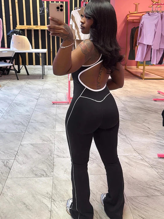 Weird Puss Sporty Women Jumpsuits Fitness Casual Summer O-neck Sleeveless Skinny Overalls Female Active Workou Overall Viralgem Store