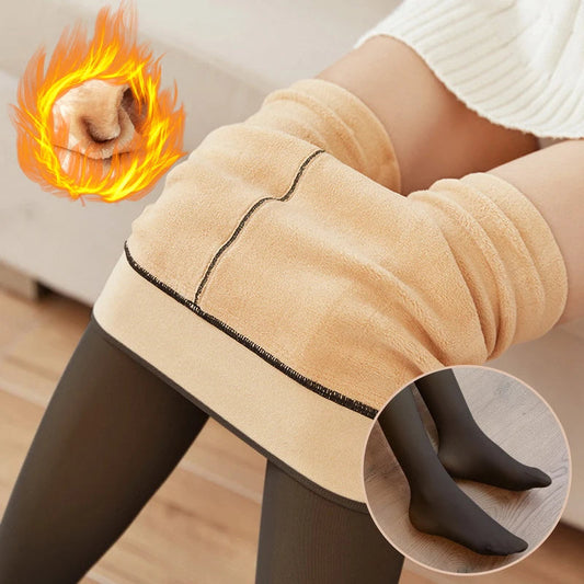 Women Thermal Leggings Winter Warm Sexy Elastic Translucent Pantyhose Female Fleece Thermal High Waist Slim Thicken Tight Pants Viralgem Store