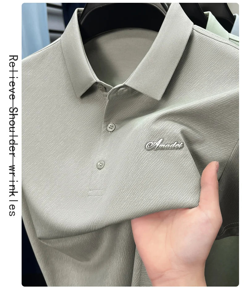 Top Grade Designer Brand Polo Shirt Men Summer New High Short Sleeve Regular Solid Casual Tops Fashions Mens Clothes 2025 Viralgem Store