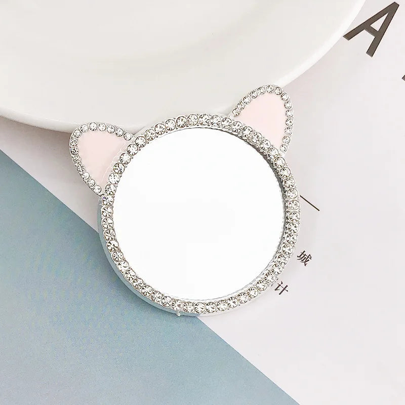 2pcs Round Mini Cute Love Heart Make Up Mirror For Mobile Phone Accessories Self-Adhesive Sticker DIY Phone Decoration Crafts Viralgem Store