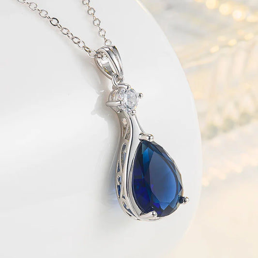 Sterling Silver Necklaces 925 for Women Origin Blue Sapphire Silver 925 Jewelry Gemstone Pendant Collares Mujer Sapphir Necklace