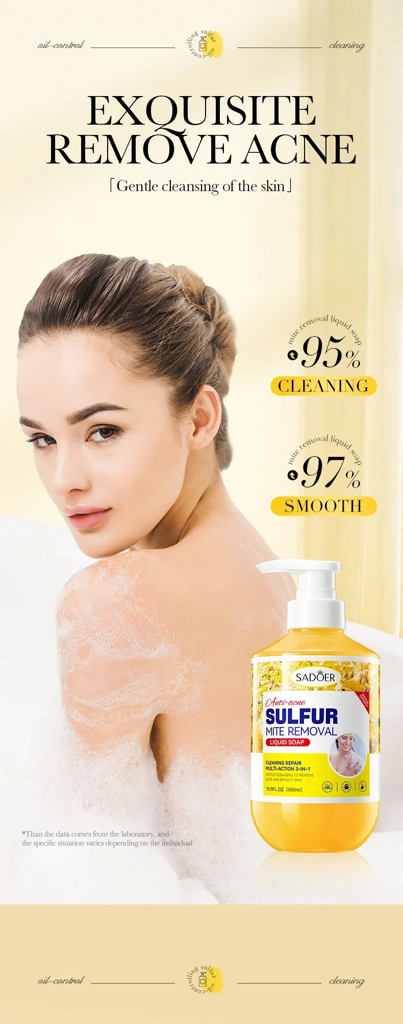 500ml Deep Cleansing Sulfur Mite Removal Body Wash Oil Control Shower Gel  Bath and Body Cleansers