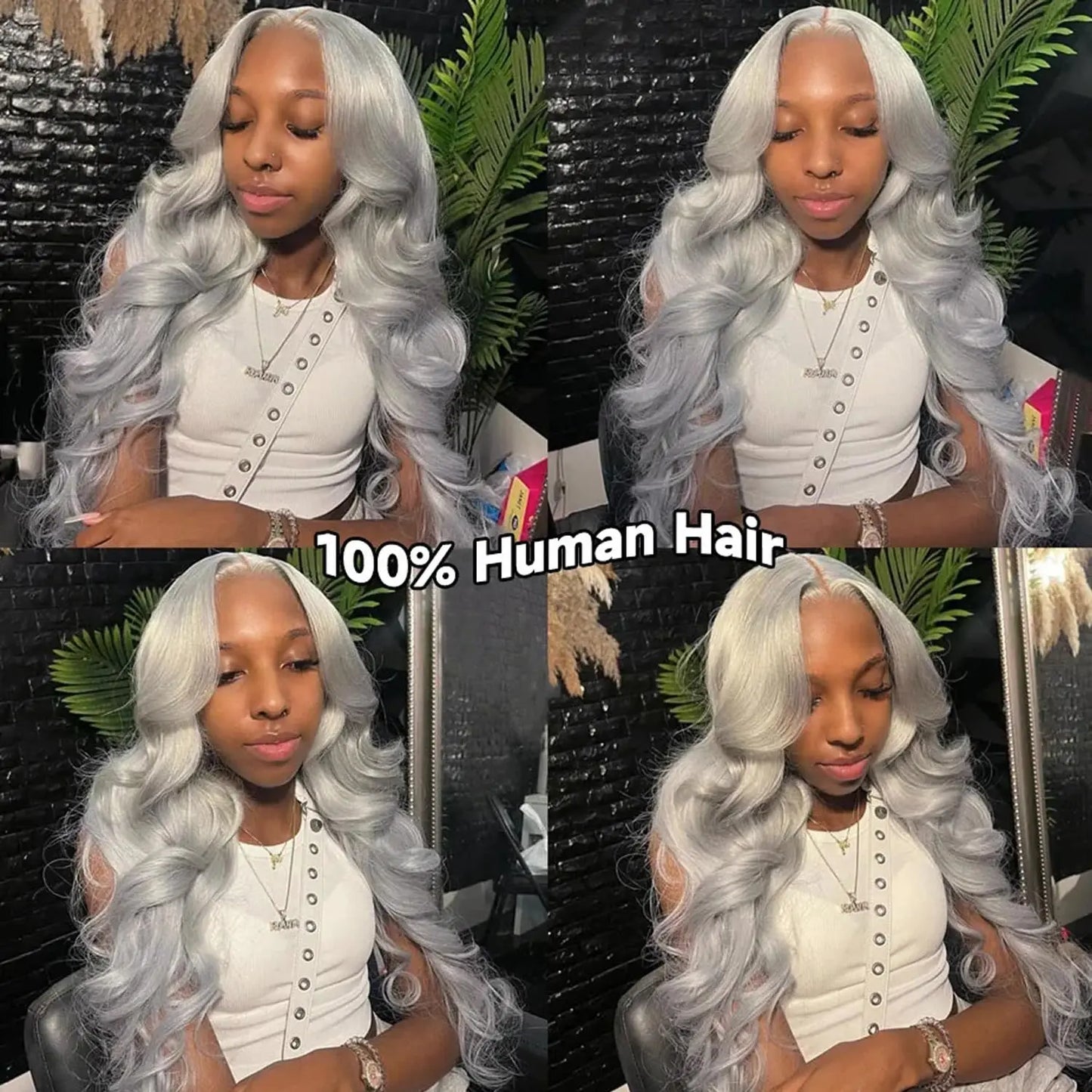 13x6 Silver Grey Body Wave Lace Front Human Hair Wigs Pre Plucked 613 HD Frontal Wigs Brazilian Cosplay Colored Human Hair Wig