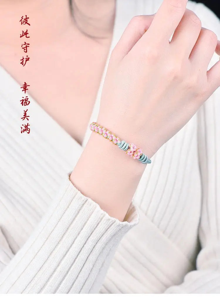 Suzuki Orchid Hand Rope Couple Bracelet Handmade Braided Small Peach Blossom Semi-finished Product String Beads for Girlfriend Viralgem Store