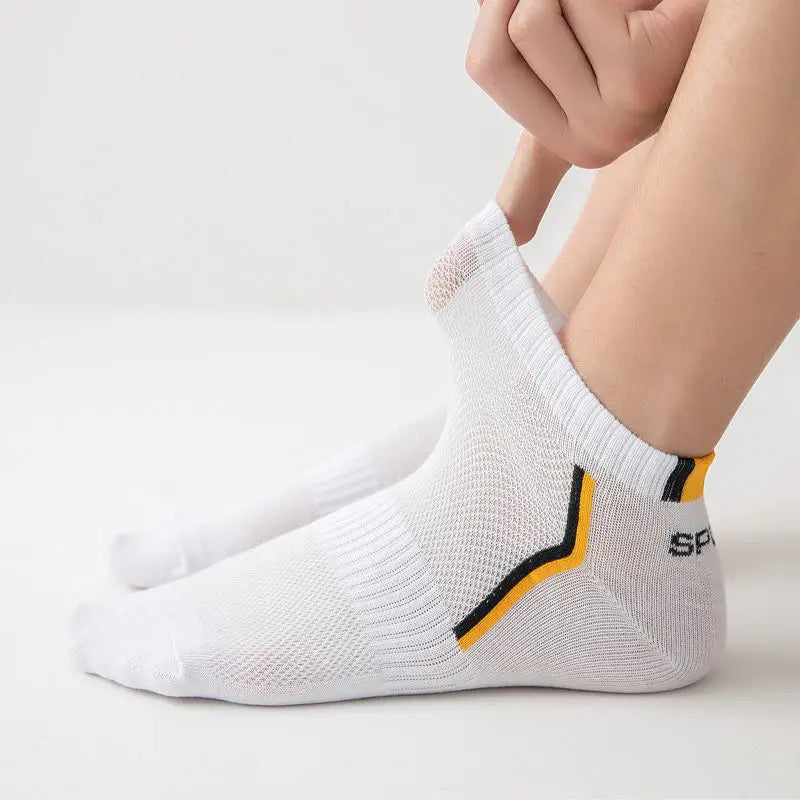 5pairs Men's Fashion Sports Socks, Striped Cotton Sweat Absorption Breathable Comfortable Ankle Socks Viralgem Store