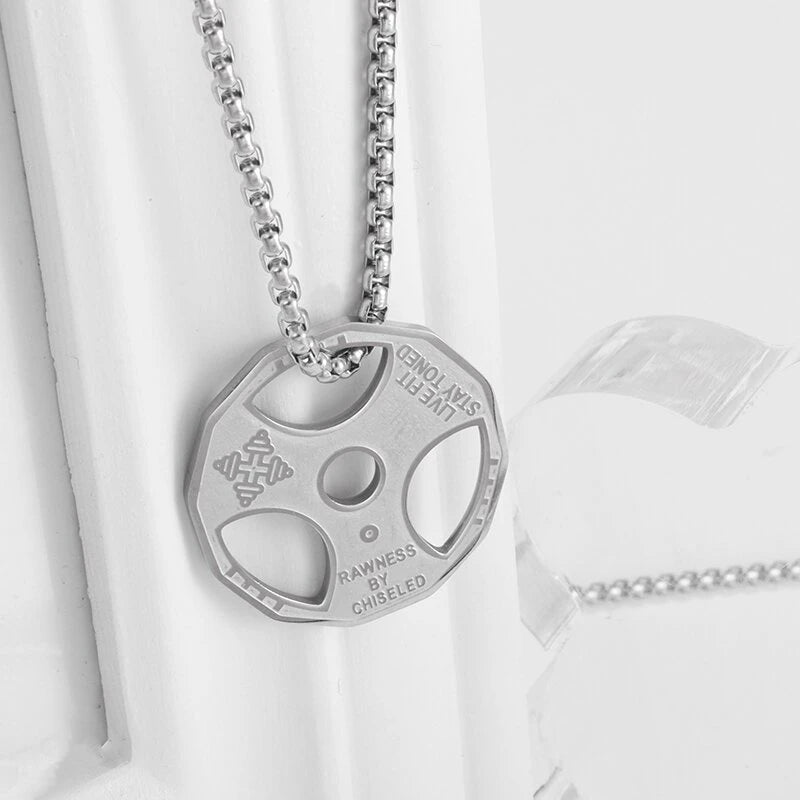 Titanium Steel Dumbbell Pendant Gym Fitness Equipment Barbell Necklace Domineering Muscular Men Fitness Leisure Sports Jewelry Viralgem Store