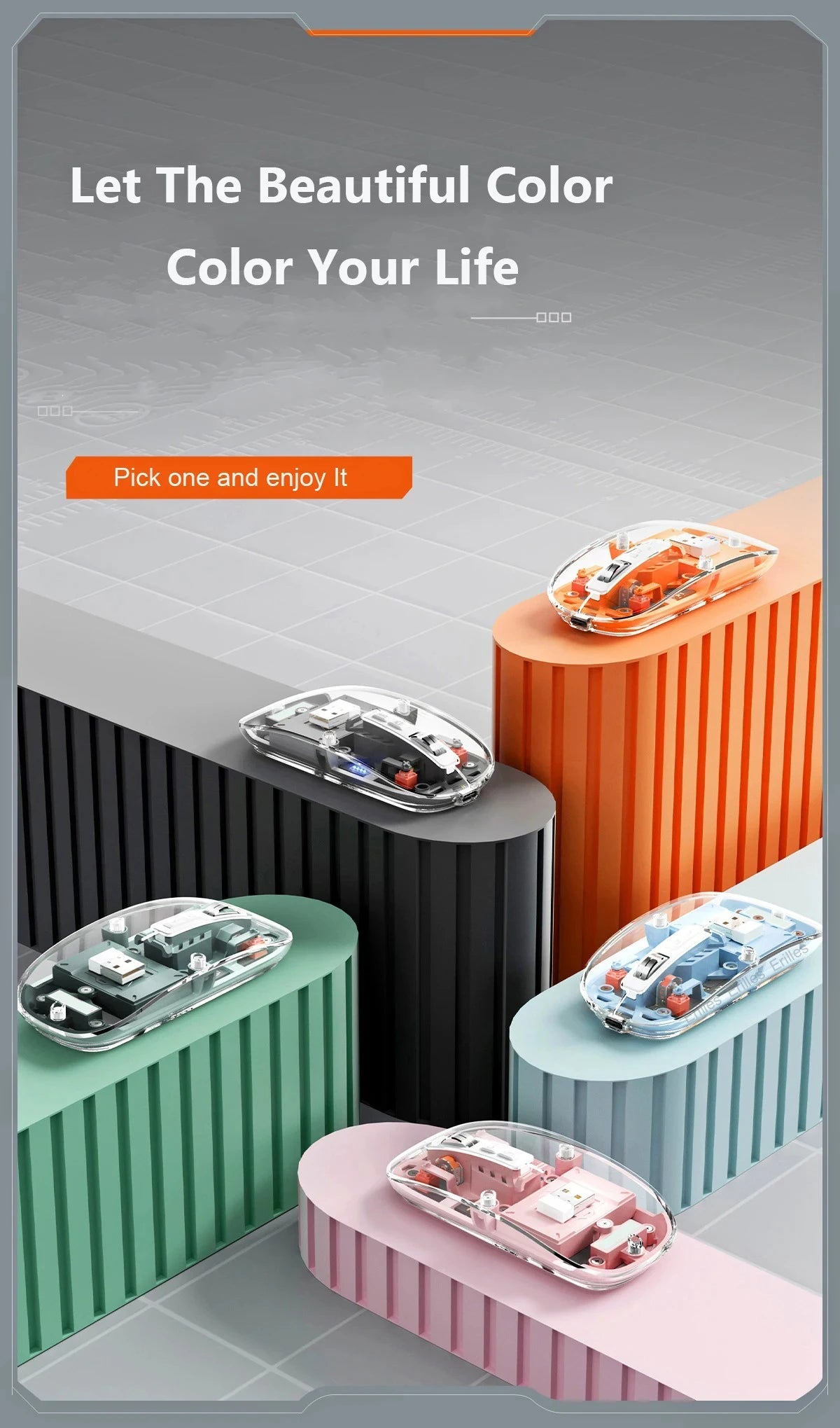 Transparent Magnetic Triple Mode Bluetooth compatible 2.4G Wireless Mouse One-Click Desktop Type-C Rechargeable Silent Mice Mute Viralgem Store