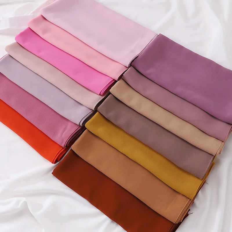 90*90CM Headwrap Heavy Chiffon Square Scarf Muslim Hijabs Women Underscarf Fashion Casual Plain Color Hijab