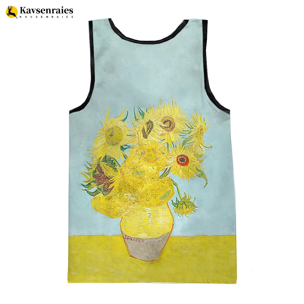 Van Gogh Oil Painting 3D Printed Tank Tops Men Summer Vest Women Casual Sleeveless Shirts Hip Hop Streetwear Oversized Tops