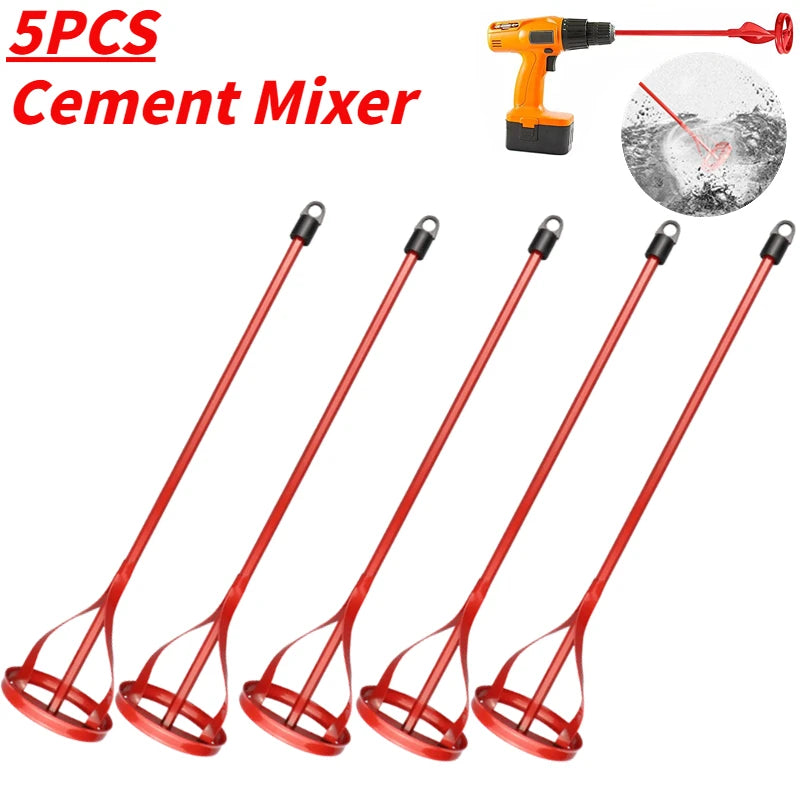 1-5PCS Hexagon Shaft Plaster Paint Mixer Mixing Paddle Rod Electric Drill Construction Agitator Mud Grouting Mortar Tool