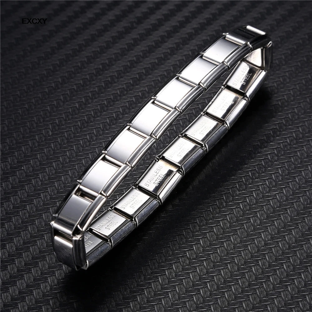 9 mm Wide Stainless Steel Bracelets Simple Trendy Style Daily Wear Silver-Color Charm Bracelet For Women On Party Unisex Style