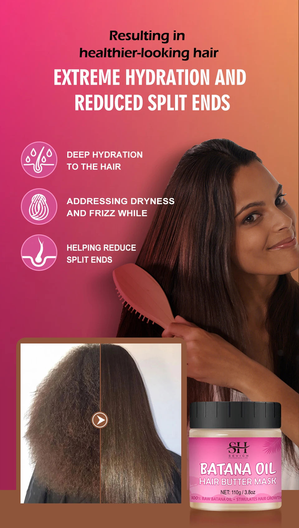 Africa Batana Mask oil Hair Butter Traction Alopecia Anti-break Hair Growth Care Products Moisturize Repair Dry Batana Hair mask