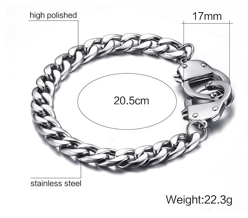Vnox Handcuff Bracelet for Women Men Promise Jewelry Stainless Steel Chain Black Gold Color Viralgem Store