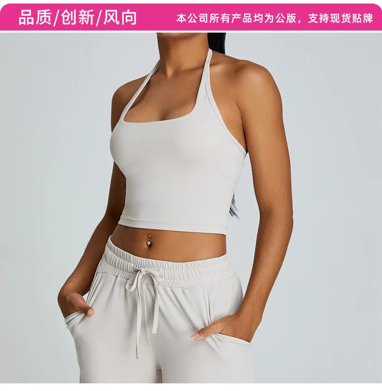YJ-Spring and Summer New Halter Yoga Vest Women's Sling Beauty Back Exercise Underwear Slim Fit and Quick-Drying Yoga Clothes Br