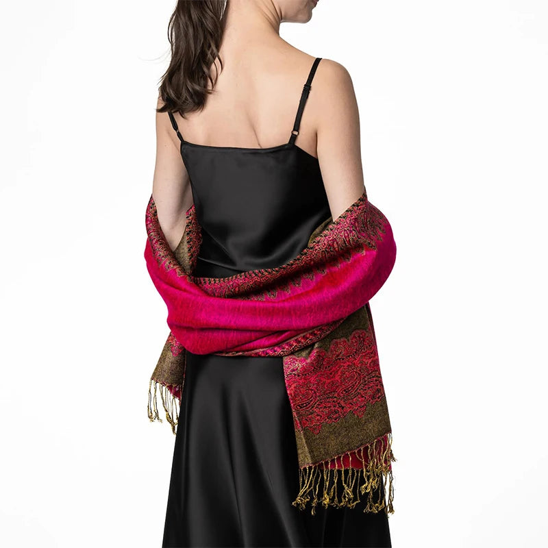 Tassel Blanket Design Thick Pashmina New Winter Warm Shawl Wrap Cashmere Scarf Women Neckerchief Poncho Stoles 2024